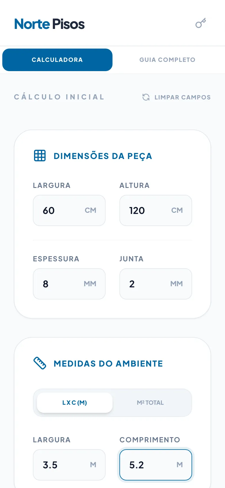 Calculadora do Norte Pisos no celular